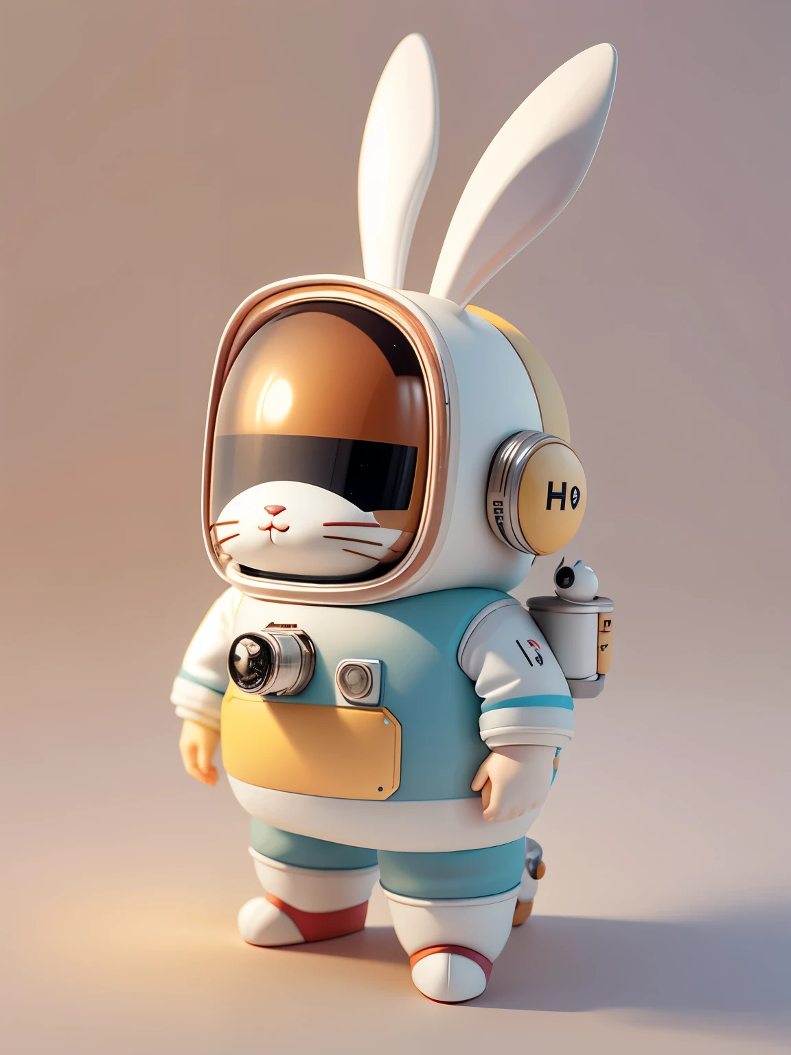 There is a little rabbit wearing a helmet and a spacesuit, Rabbit astronaut, Lovely 3D rendering, dwarf, The little rabbit looks up, Portrait anime space cadet rabbit, Cute 3d anime rabbit rendering, Lovely and detailed digital art, Explorer Mini Cute Rabbit, 3D rendering stylization, 3D rendering character art 8k, Lovely numbers, Anime style 3D, Ultra-detailed rendering