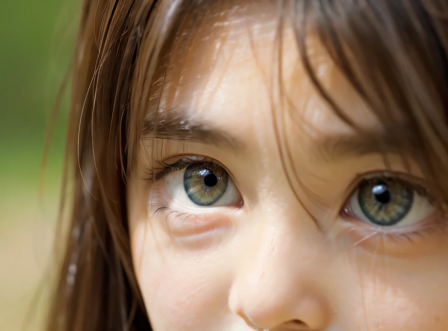 Close-up of long-haired Japanese woman&#39;s eyes、綺麗なBig eyes、大きな頭とBig eyes、Big detailed eyes、Big eyes、Cute natural face、かわいいBig eyes、photorealistic、Has a detailed soft face