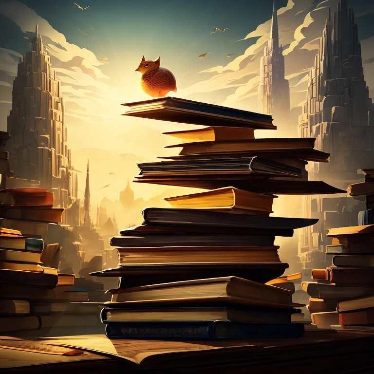 a close-up of a stack of books with a brain on top, Epic 3D illustrations, detailed Book illustration, fantasy Book illustration, Book illustration, encyclopedia illustration, 3 d illutration, Cyril Rolando e Goro Fujita, concept illustration, por Alexander Kucharsky, stunning digital illustration, magic book, arte digital estilizada, artistic illustration