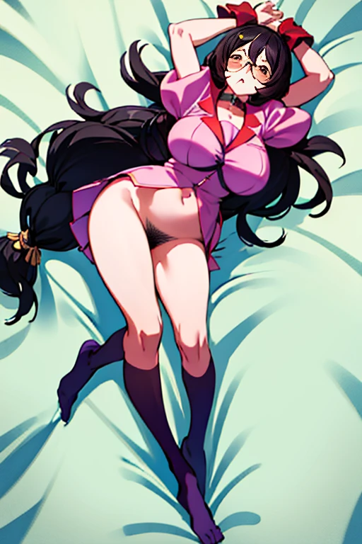 hanekawa tsubasa、attack of glasses、black hairの、big breasts、 (black hair, brown eyes, round face), big breasts, With ribbon, (blush your nose, Naughty, half-open eyes, drooling),on the bed in the infirmary, [full body shot]、BDSM、Lots of love juice、pale pubic hair、wearing a black dog collar,full body shot,wide open legs、Glasses、lying in bed、hands tied above the head、head to toe shot、hand flail、fetters、Squirting、Squirting、There are many in the body,Under the tropical sun、Compete for big breasts in the bright sunlight、compressed the chest with a rope.、woman in chains、I looked at it a little from the side........、hips move up and down、chest moves up and down、cry in pain、Pee、((masterpiece)), ((highest quality)), (Super detailed), ((cute)), cute, (Lovely), ((very detailed)), 4K, (8K), highest quality, (beautiful), anime style、pink nipples、