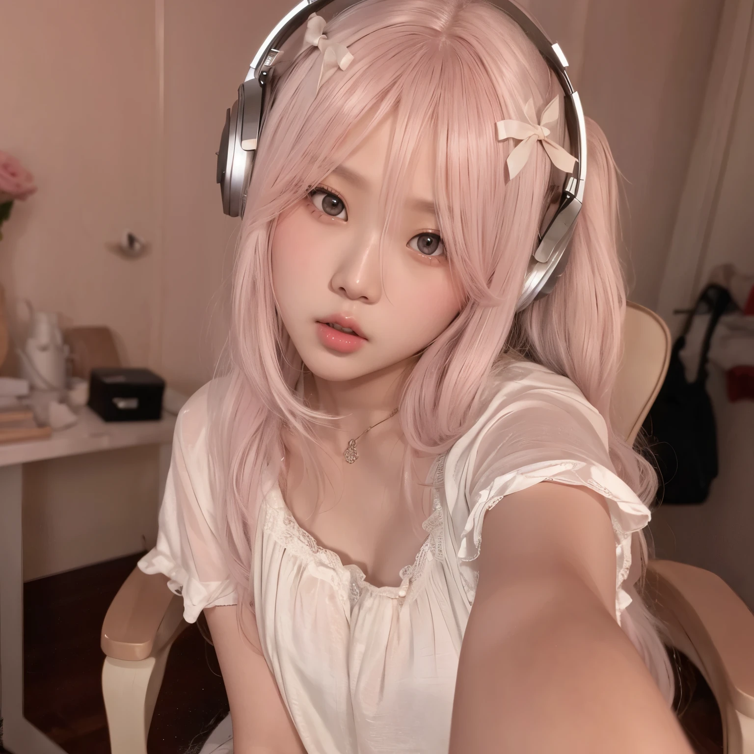 Wonyoung from IVE face, foto realista, ultra HD, 8k, big juicy lips