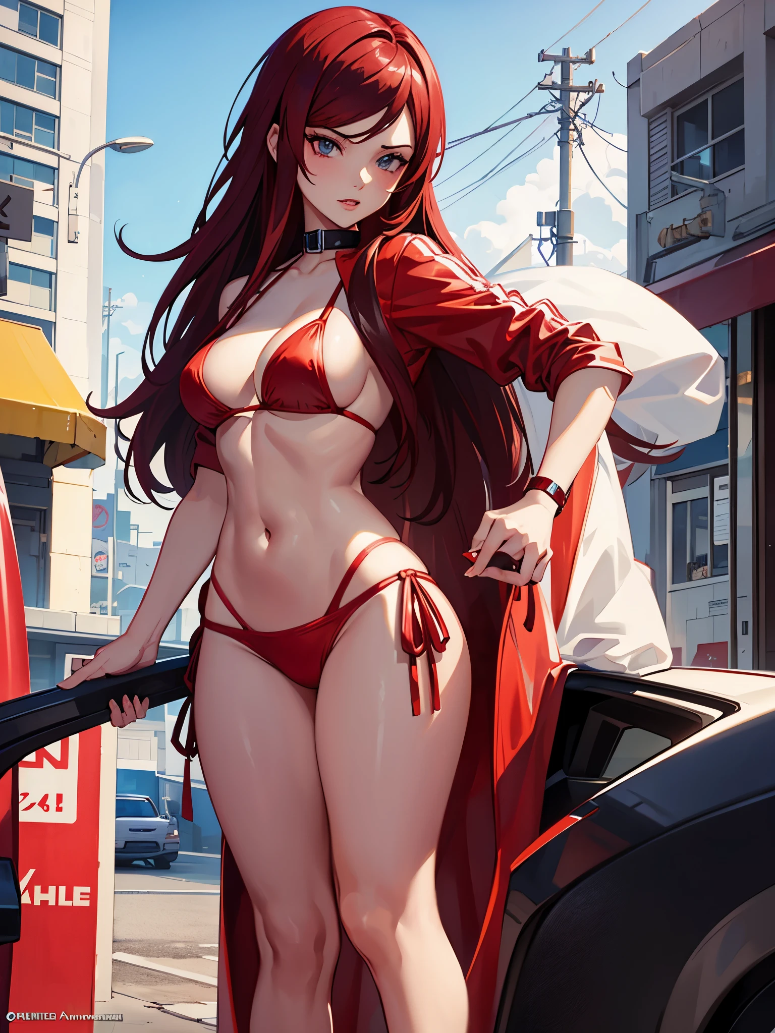 GTA5, Red bikini, long hair, strip club
