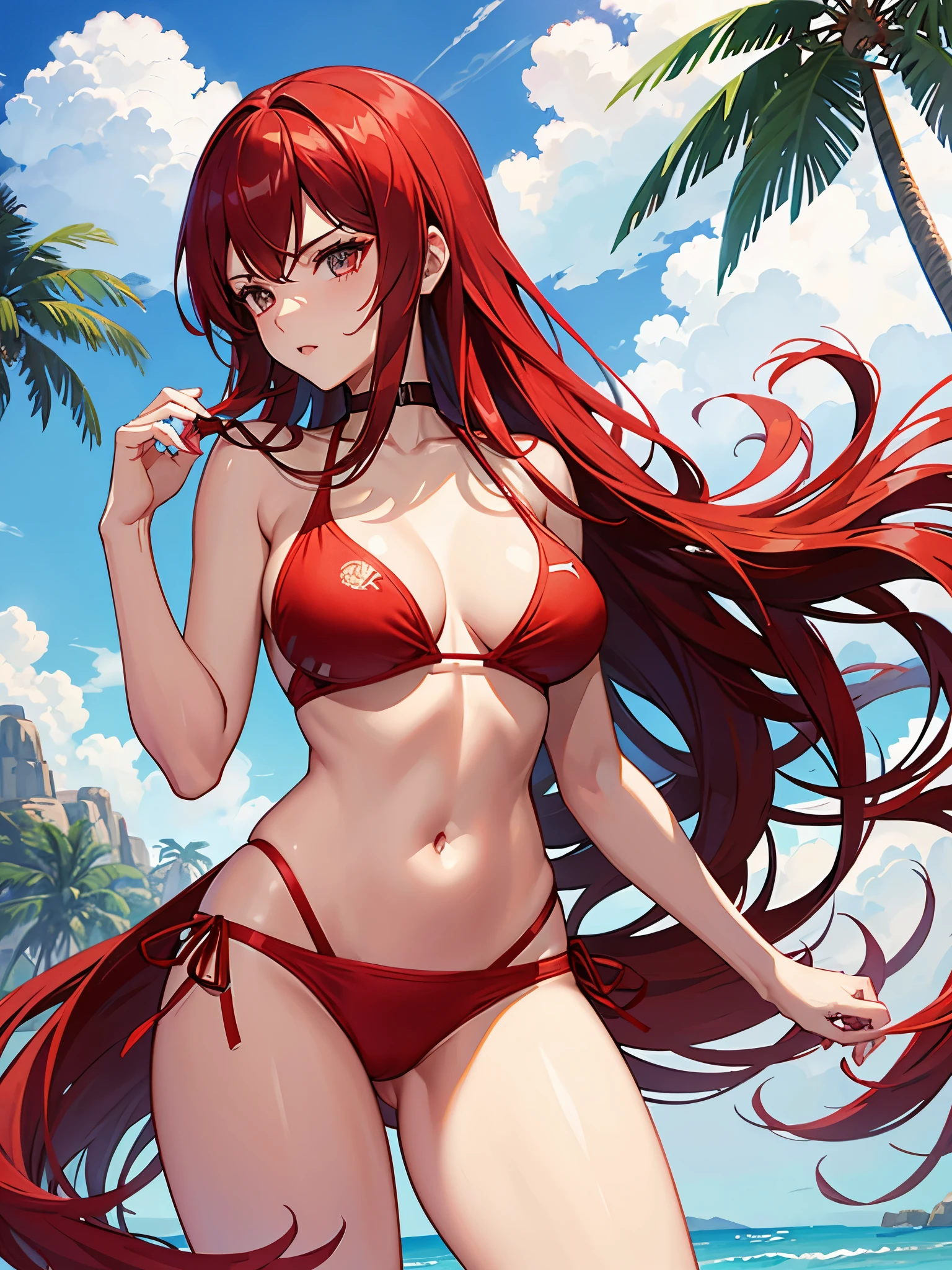 GTA5, Red bikini, long hair, 钢管舞