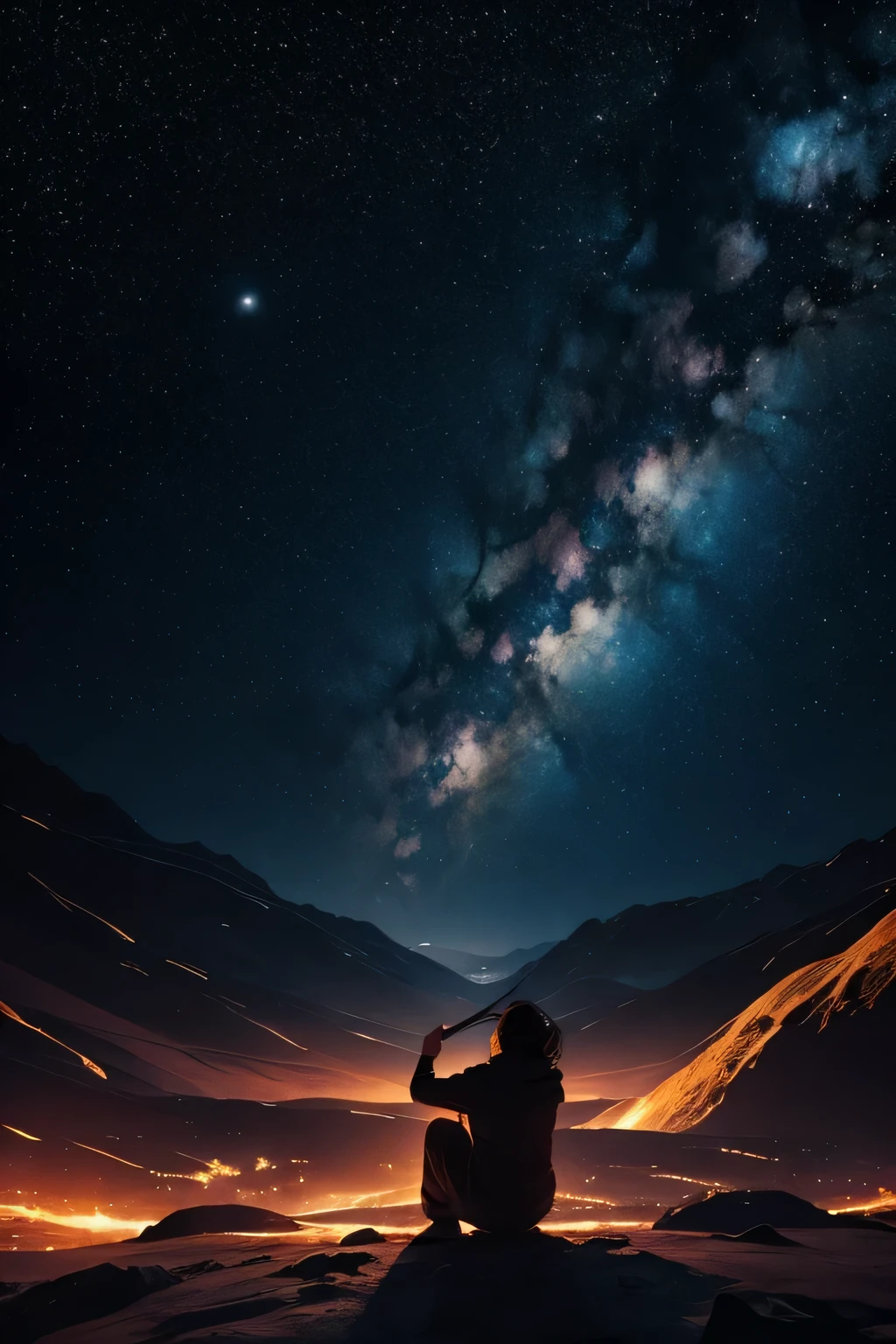 Illustrate a celestial symphony where stars and planets emit radiant colors, turning the silent emptiness of space into a breathtaking visual orchestra
