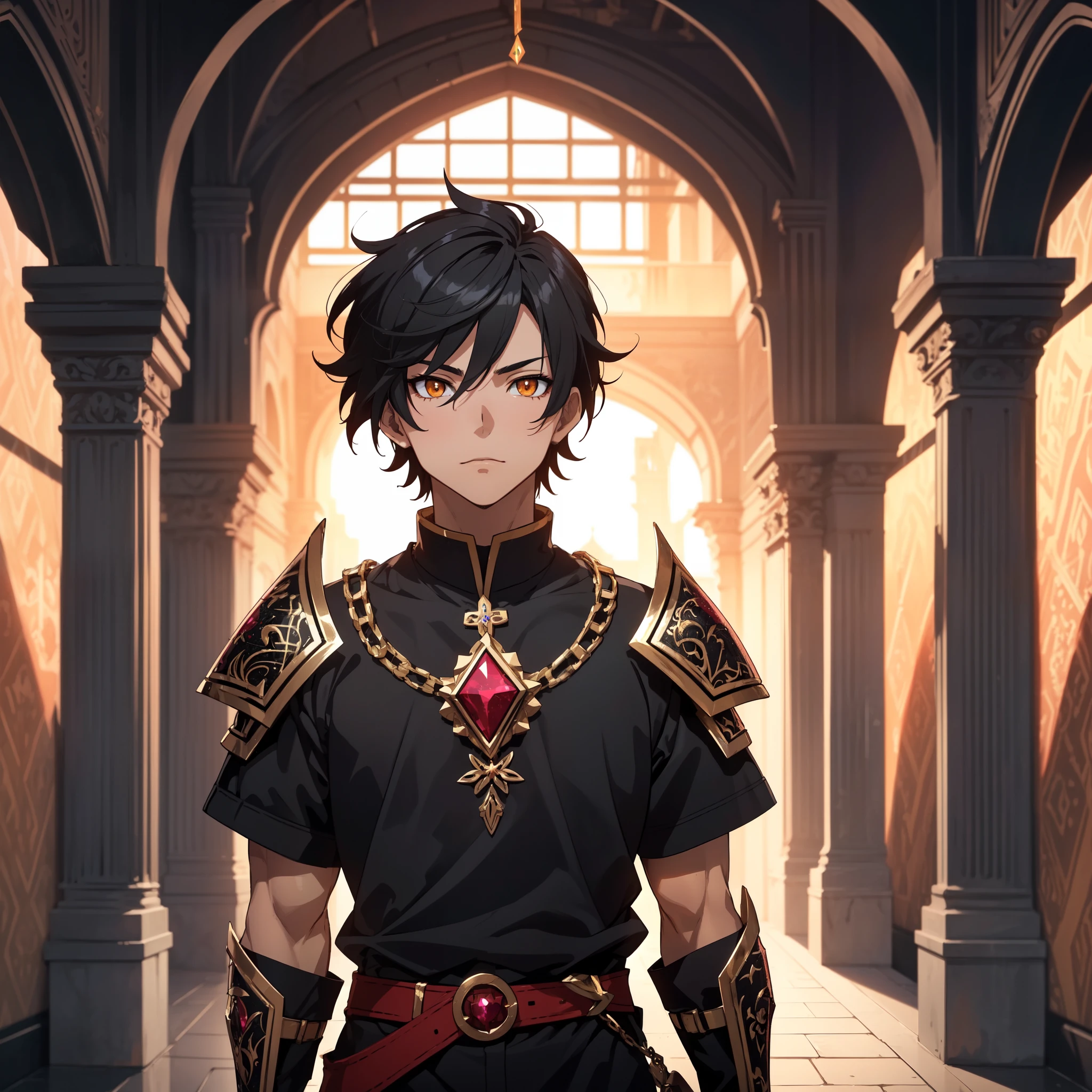 128K Ultra High Definition,
128K Ultra High Quality,
128K Ultra High Resolution,
Best Definition,
Best Quality,
Best Resolution,
Perfectly Detailed,
Perfectly Designed,
Extremely Detailed,
Extremely Designed,
Hyper Detailed,
Hyper Definition,
Hyper Quality,
Hyper Resolution,
Masterpiece,
(((Anime))),
Body Shot,
(((Boy))),
Handsome,
Muscular Body,
(((Black Short Hair))),
(((Orange Eyes))),
(((Hyper Detailed & Perfectly Designed With Ultra High Quality Red Ruby Warlord Armor))),
(((Inside Of Medieval Royal Palace Background Scenery))),