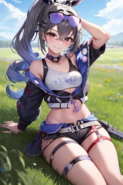 (masterpiece, best quality), intricate details,
1girl, <lora:CHAR-NerissaRavencroft:0.8> NerissaRavencroft, horns, hair ornament, pink eyes,
<lora:militrous_v1:0.8> militrous, milipants, brown crop top, midriff, sweating, boob sweat, saluting, military base, fence, sand, hot,
