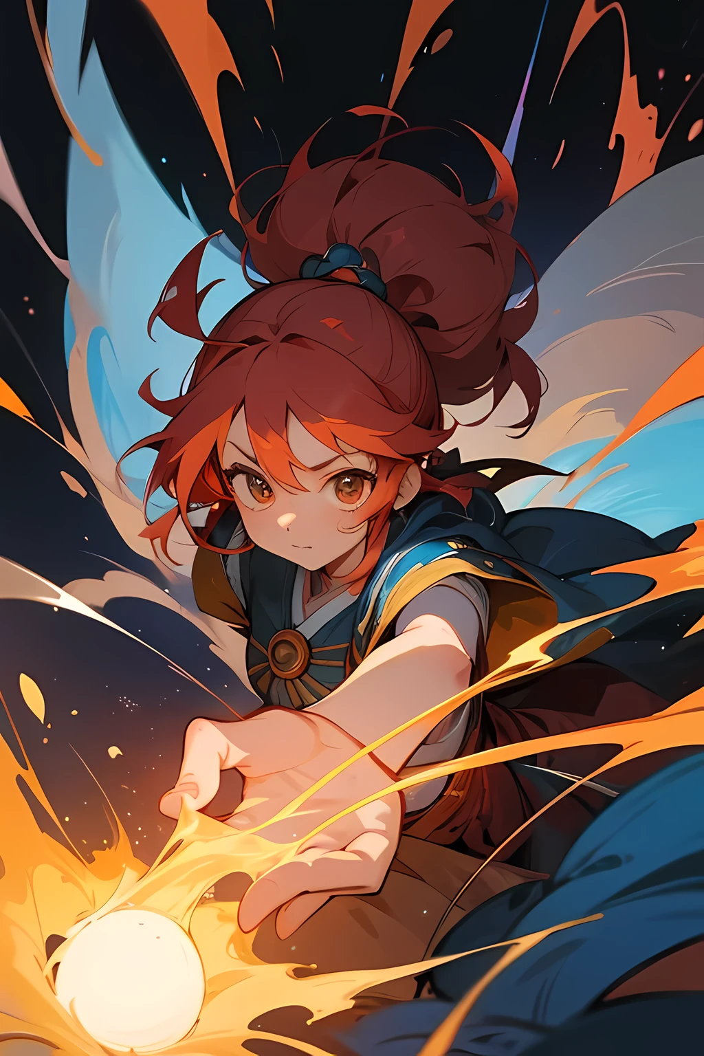 sorcerer,attacking magic,Fantasia,a beauty girl,beauty legs,Fire attribute
