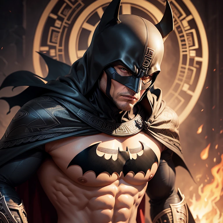 batman、moustache、muscularity、real、Detailed face、glare、master masterpiece、bestquality、cloak、Armor、