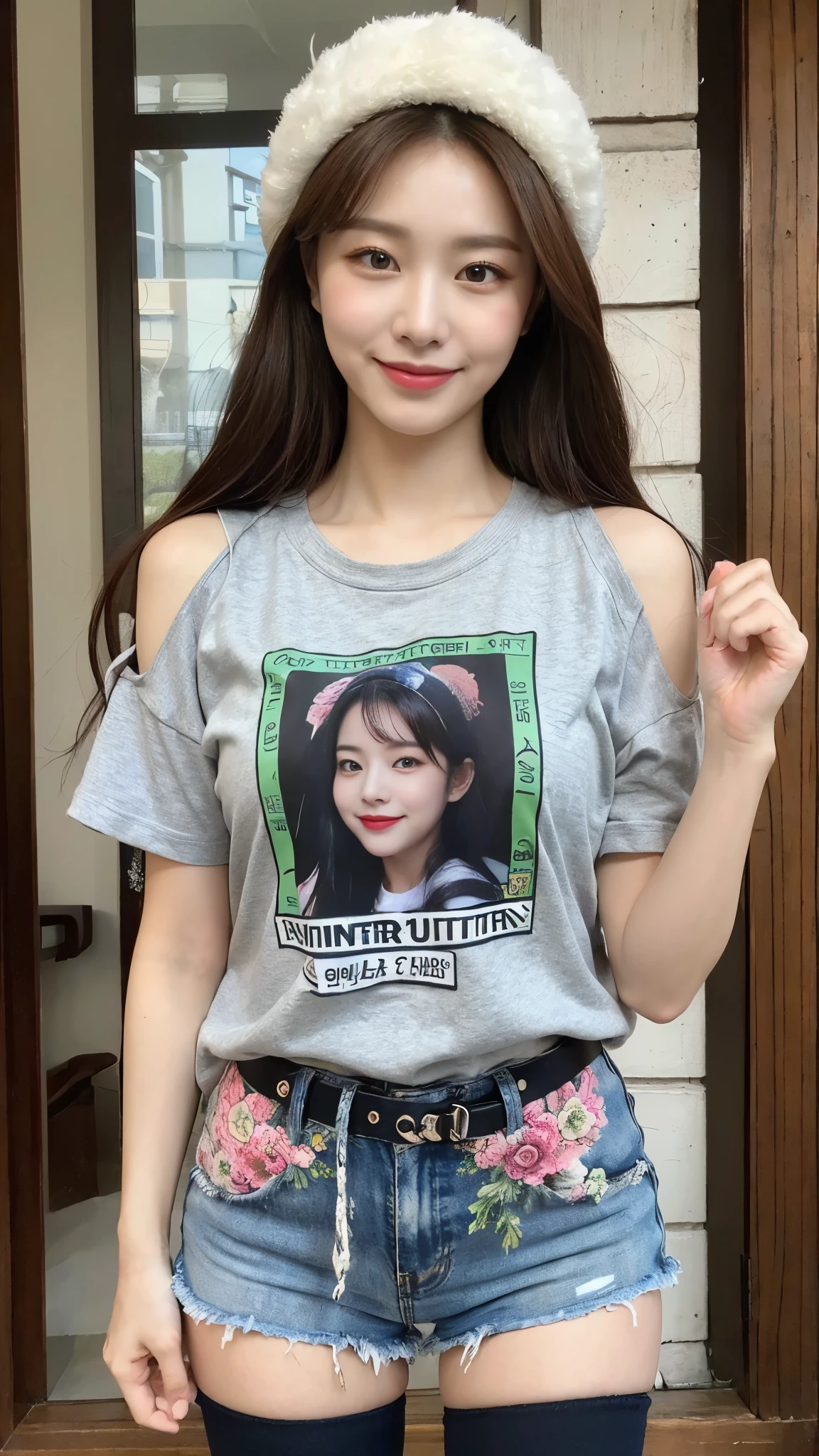 Realistic photos of (1 cute star) shoulder length hair, ponytail, light makeup, bangs, (small), clear facial features, 8K high resolution, sharp and realistic details, full body, fair skin, (white skin) in my room, changing (underwear), changing clothes, f/4.0, 135mm, fujifilm, jpeg artifact, dithering, uhd, masterpiece, blur, schoolgirl, underwear, white