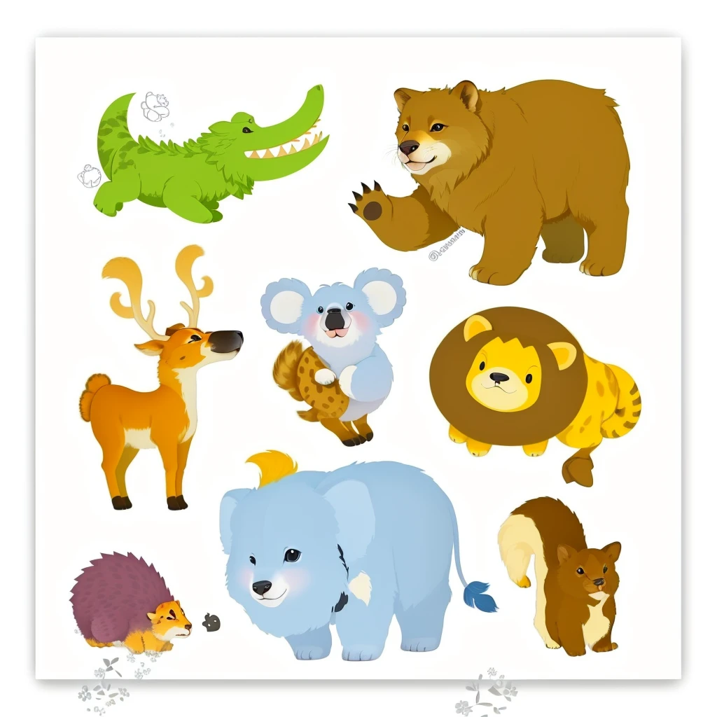 there are many different animal that are grouped together on this picture, various animal, wild animal, cute animal, illustrations of animal, 野生animal插图, many wild animal, animal wildlife, animal形状, cute creature, 混合animal, , 小animal, fairytale animal, small animal, animal, lovely artwork, animal画, detailed beautiful animal, animal running along