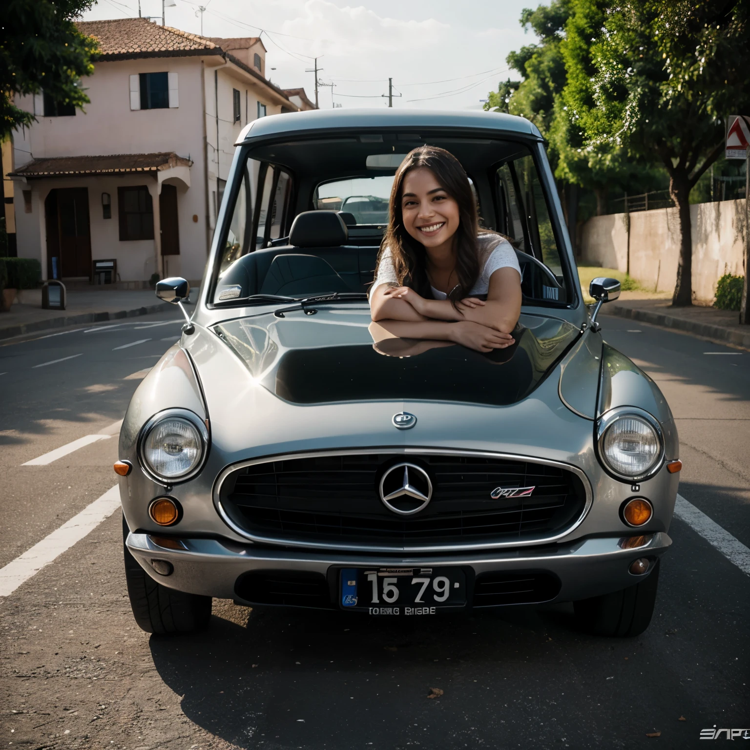 Faca um carro sorrindo