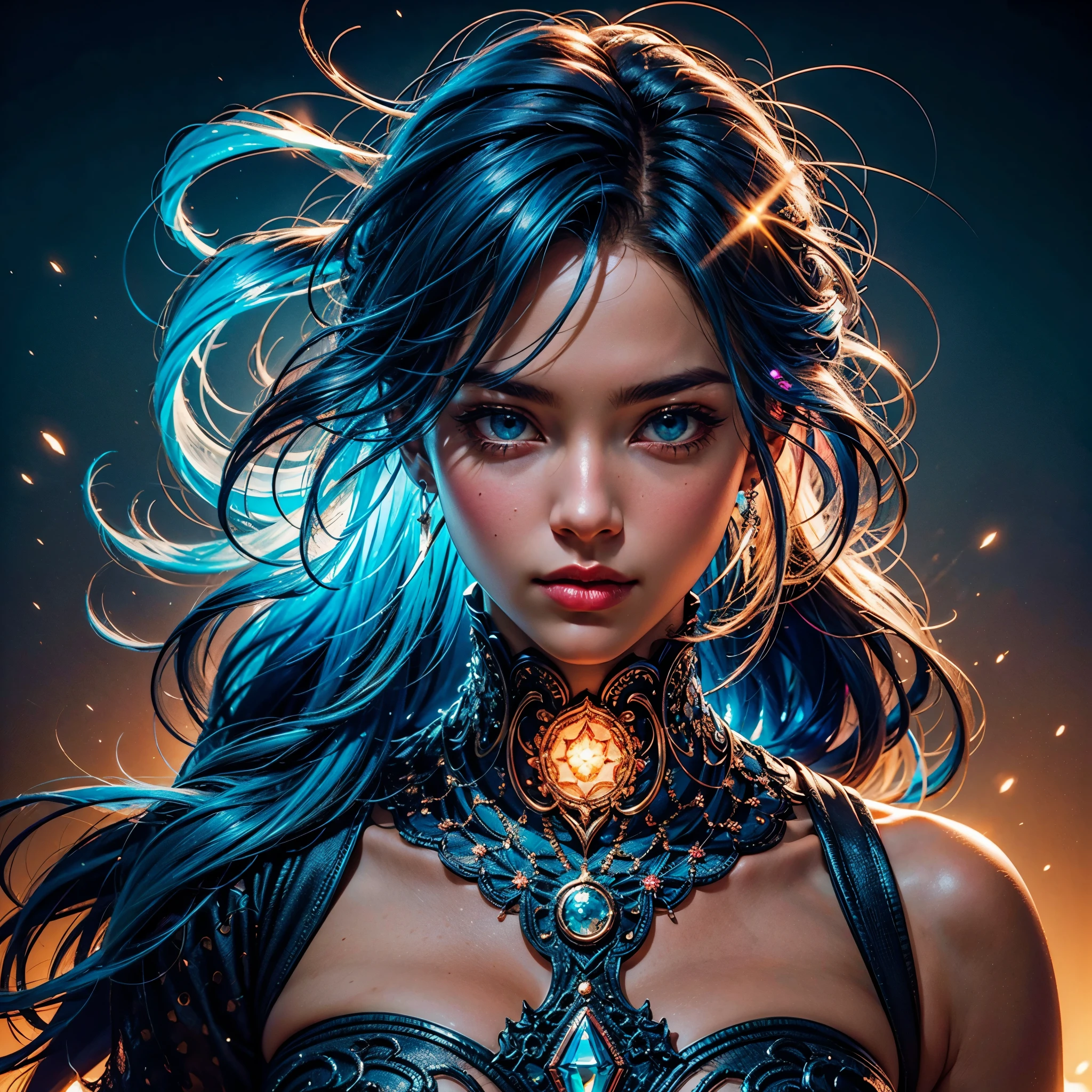 A fearless pirate captain with a series of intricate tattoos, commanding her ship during a thrilling adventure on the high seas, (Davina Michele:0.8), closeup, shiny skin, vax, 3d, plastic, choker, earrings, eyelashes, eye shadow, lips, lipstick, jewelry, makeup, nose, lips parted, navel, beautiful blue eyes detailed, transparent, cheerful chest, detailed background, (night: 1.2), dark, scary, dark city, alley, chased, danger, worried, afraid, stressed, action pose, hyper-realistic, amazing fine details, nikon d850 film stockphoto kodak portra 400 camera f1.6 lens, rich colors, realistic texture, dramatic lighting, unreal engine, trend in artstation, cinestill 800 tungsten