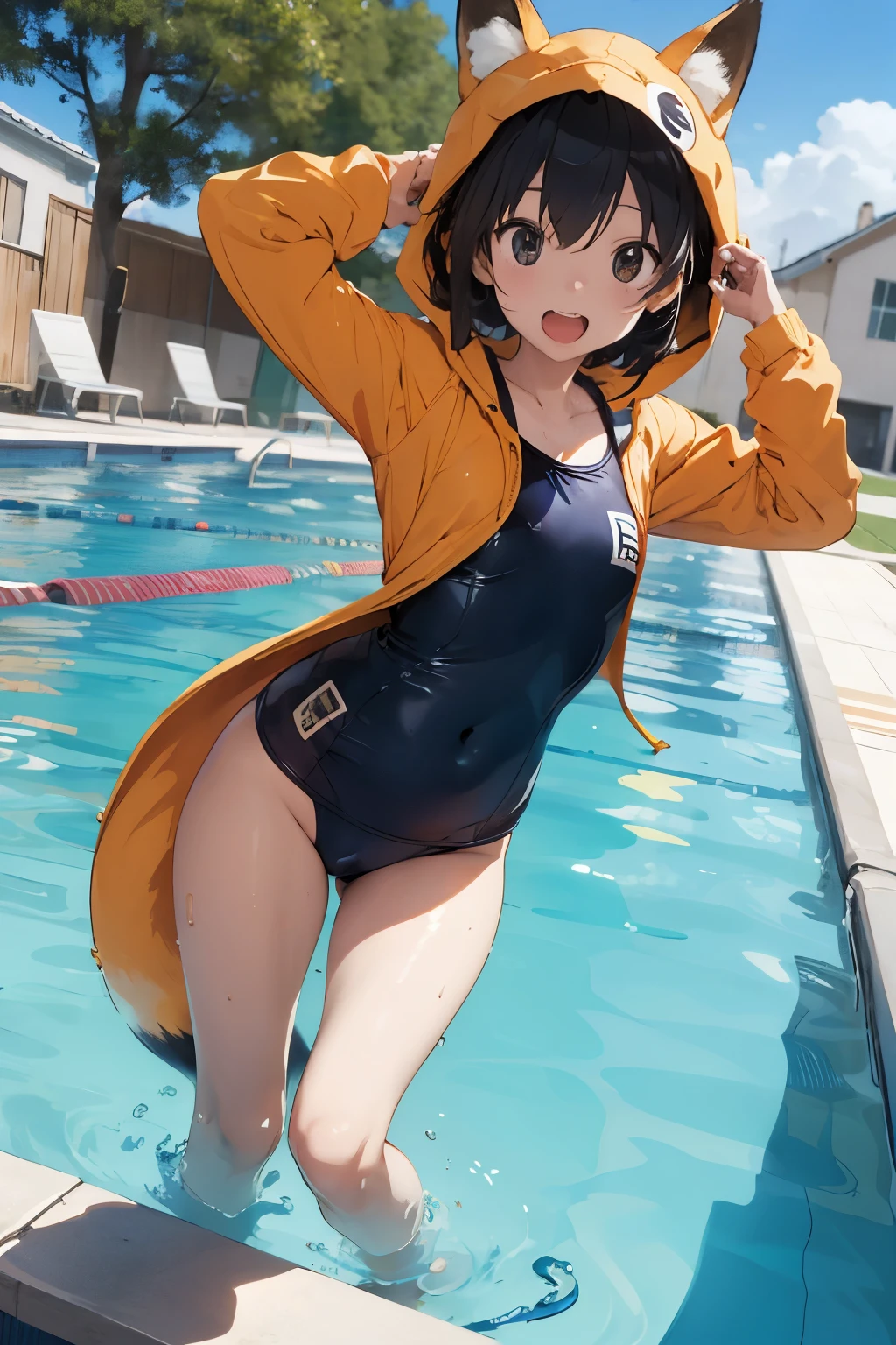 fox,Kigurumi,Pee,I'm slow,school swimwear,pool,shame,Brewing vibe
