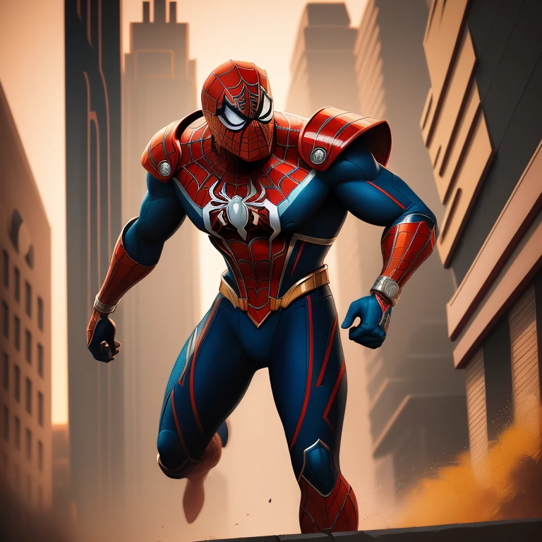 (RAW photo, best quality), (stylized, art deco:1.5), best quality, extremely detailed, masterpiece, ultra-detailed, comic book illustration, 1 character, full body, dynamic angle, Aztec Nativ Spider-Man, realistic textures, vibrant colors, web-shooters, intricate spider design, muscle definition, suit materials, detailed facial features, expressive eyes, side view, urban background, graffiti, sunset, high contrast, cinematic lighting, dramatic shadows, 8k uhd, comic book style, detailed background, action pose, heroic, powerful, adventurous, mythic, strong, authentic.