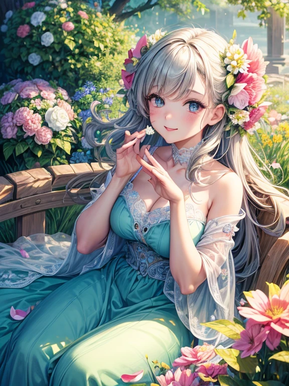 (best quality,4k,highres,masterpiece:1.2),ultra-detailed,realistic:1.37,illustrations,vector art,beautifully detailed eyes and face,girl licking a blooming flower,colourful garden,soft lighting,vibrant colors,playful expression,cheerful atmosphere,joyful moment,adorable dress,morning sunlight,delicate petals,curious look,nature-inspired scenery,artistic rendering,fine lines and curves,whimsical style,dreamy atmosphere,harmonious composition,gentle breeze,ethereal beauty,enchanted surroundings,endearing gesture,meticulous details,vivid brush strokes,outdoor setting,sunlit flowers,happy and carefree,blissful innocence,juicy and fresh flowers