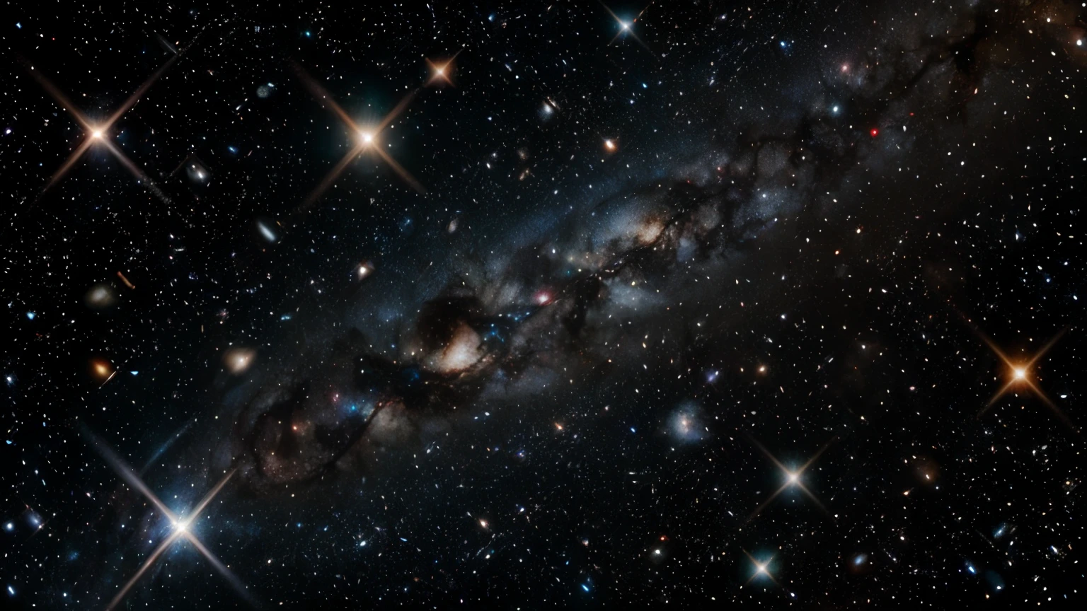 A hubble deep field image of stars, galaxies, and nebulae