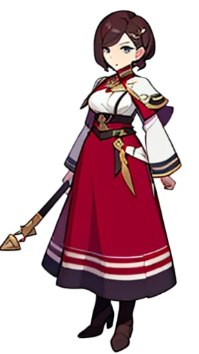 solo female, (((blurry background, white background))), character focus, fantasy clothes, standing, character design, librarian,