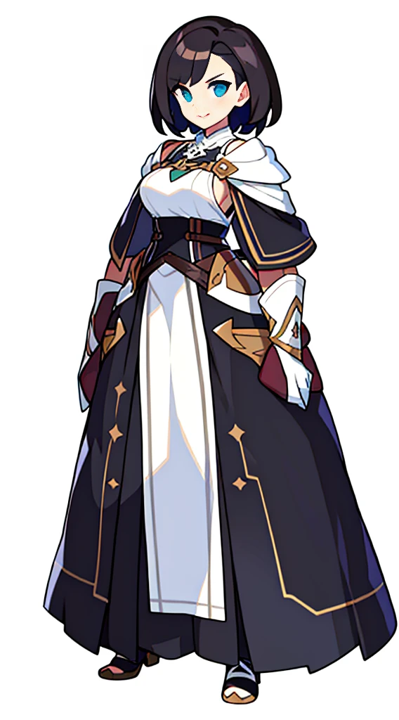 solo female, (((blurry background, white background))), character focus, fantasy clothes, standing, character design, librarian,