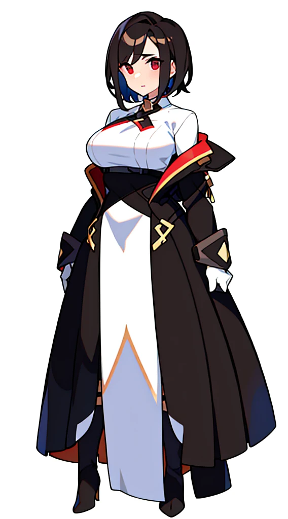 solo female, (((blurry background, white background))), librarian,