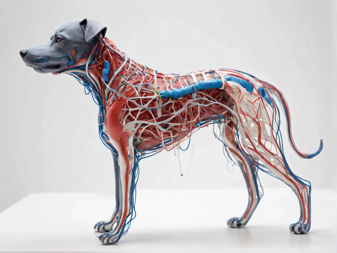 building a model of a dog’s circulatory system based on dog magnetic resonance imaging data, Highest Detail, Maximum realism, full compliance with the dog's circulatory system
