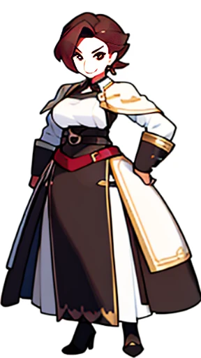 solo female, (((blurry background, white background))), character focus, fantasy, standing, character design, librarian,
