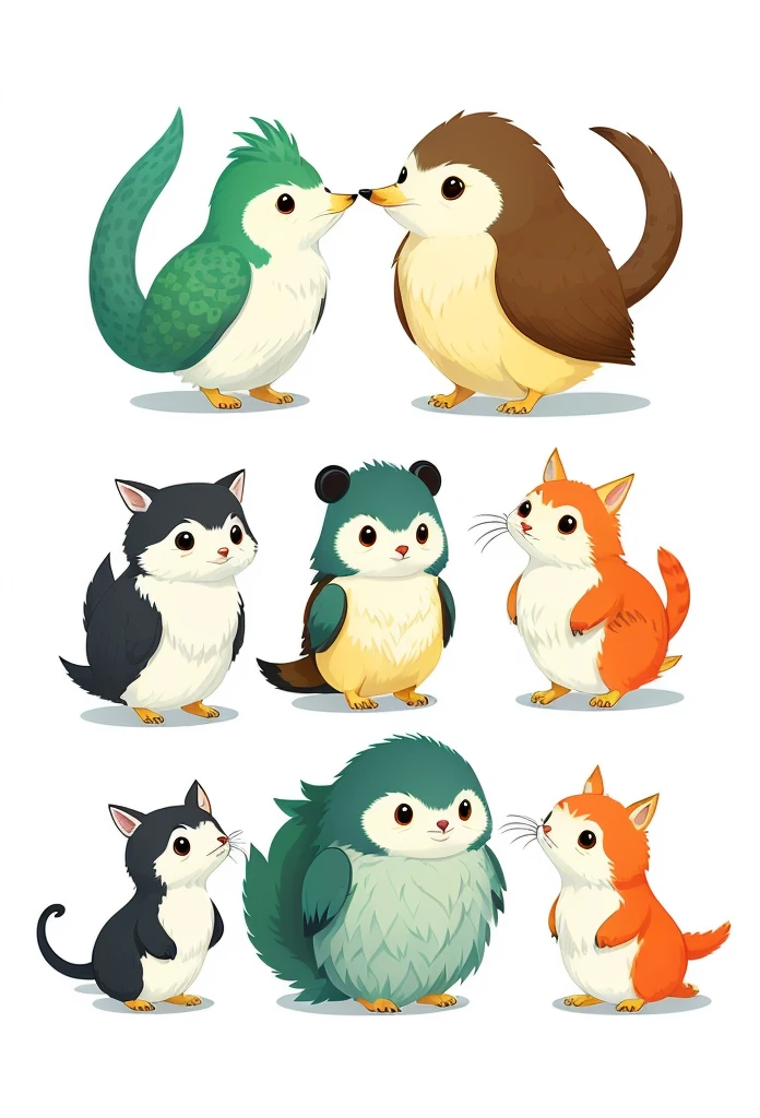 Close-up of a group of animals on a white background, various animals, Animal illustration, wild animals, wild animals插图, adorable animal, many wild animals, 动物 wild animals, cute creature, Detailed beautiful animals, Children&#39;s book illustrations, Children&#39;s book illustrations, children illustration, children&#39;s book illustrations, Children&#39;s book illustrations, fairytale animals, mixture animal, a cartoon illustration, sticker illustration
