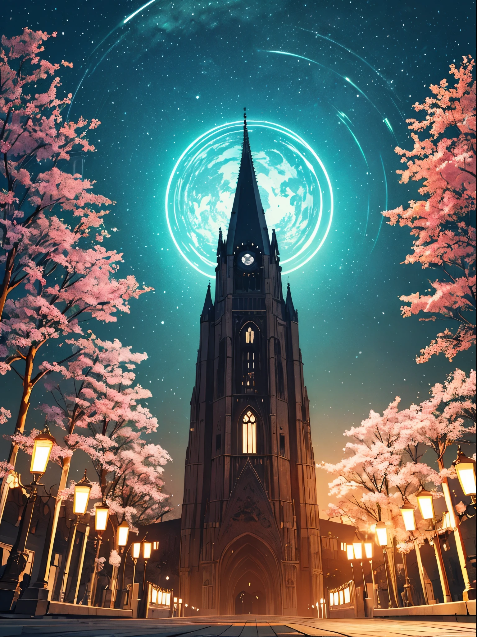 (best quality,8k,ultra-detailed:1.2), luminous tree, illuminated tree, tree made of light, magical light shaped like cherry blossoms, (best quality, high resolution), ultra-detailed:1.2, vibrant colors, landscape, 花びらが光で作られている,景色