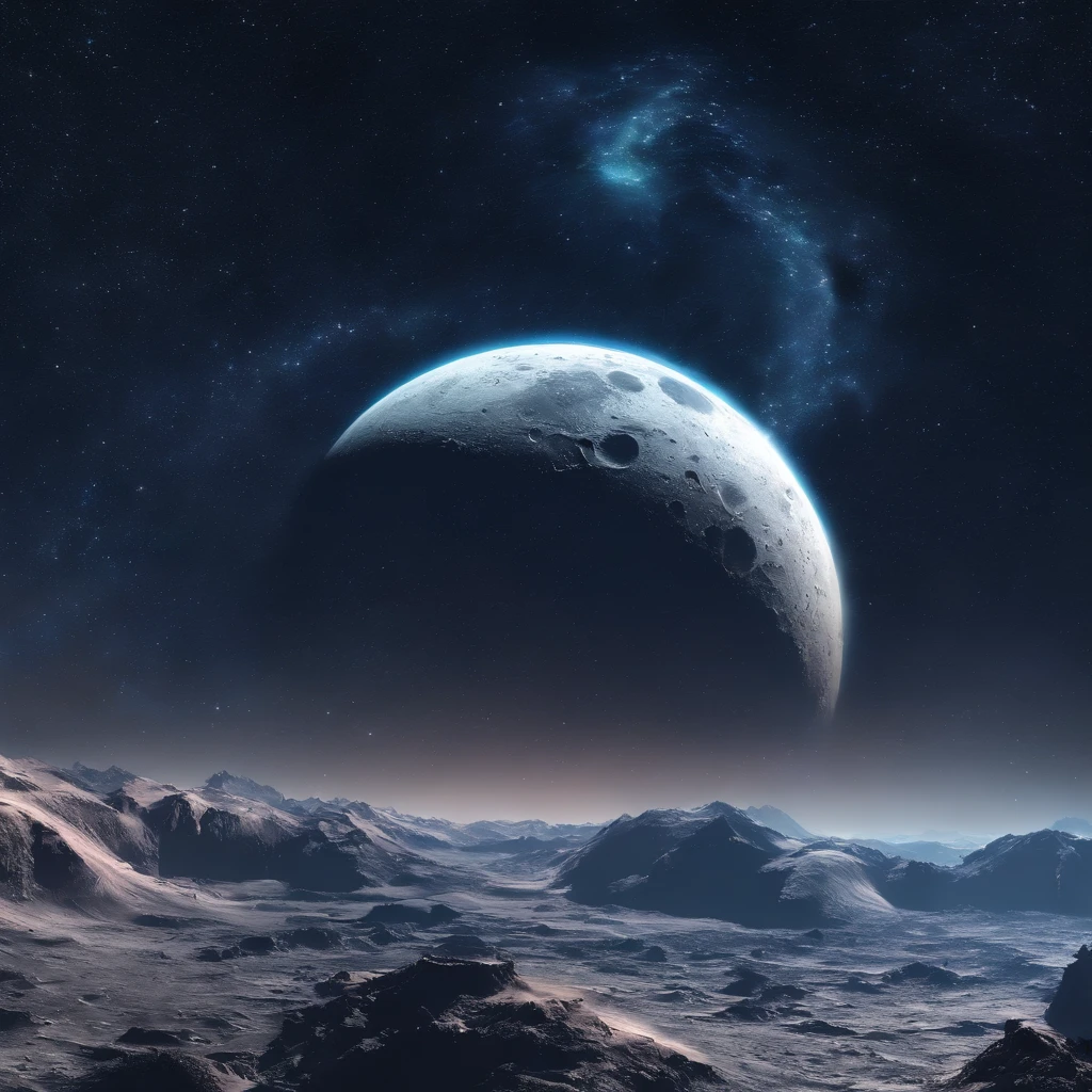 Master Pieces、Qualidade superior、qualidade de imagem superior、A qualidade 8k、Beautiful photos of the starry sky、magnificent、Arched Milky Way:1.25、Vista da Terra a partir da lunar surface:1.25, lunar surface, space photo, na Lua, fundo da lua, fundo da lua, na Lua, solo lunar, space photo, paisagem lunar, foco na lua, na lua, Numerosas crateras, See the Earth from the surface of the Moon:1.9, great earth in heaven:1.9, duck:1.9