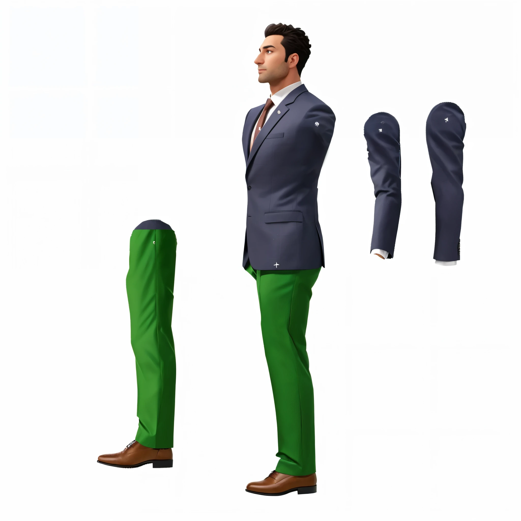 arafed image of a man in a suit and tie standing next to a suit, full body profile pose, full body shot hyperdetailed, distant full body view, photorealistic full body, realistically rendered clothing, subject detail: wearing a suit, full body realistic portrait, realistic portrait full body, full body details, detailed full body portrait, full body illustration