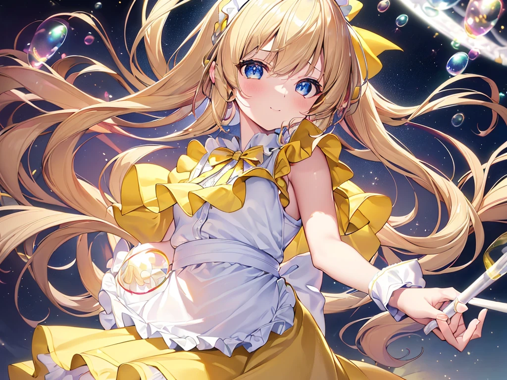 photo realistic, (masterpiece,best quality:1.4),(8k,raw photo,photo realistic:1.2),Not Safe for Work, detailed skin,detailed face,1girl,princess,Alice in Wonderland,cute face, super resolution,retro realistic details Illustration,,{{{elaborate,intricately,fantastic,delicately,tremendous,meticulous,minute,incredibly,obsessed,artisan's,subtle,virtuoso,skillful,vibrant, vivid, complex}}}, clearly focus edge, fresh natural gradation, best quality, amazing quality, very aesthetic, absurdres, pubisure, ((yellow, checkered, frilled, yellow layered, yellow mini skirt, overskirt)), ((White ruffle apron)), ((shiny wavy hair)), diadems, ankle boots, up-skirt, doress, (((jumping))), feet up, (yellow frilled shirt), yellow gothic dresses, shairband, shortsleeves, the bow hair, happy, ;p, medium bob, (blonde hair), ((wavy hair)), shimmering eyes, Blue eyes, ((yellow shairband)), (((White frilled Panties))), (((skirt-lift))), a smile, red blush, yellow Doress, Alice (Alice in Wonderland), (((cape))), White frilled legwear, ((yellow the Bow)), Puffy Sleeves, Bangss, shortsleeves, ((yellow bow ribbon)), long hair, (White frilled apron), (((tiara))), (((Holding a cute magic wand))). White frilled legwear, frilld, yellow gothic dresses,: q, ((Heart necklace)), ((ring)), masterpiece, top-quality, not safe for work, , child, 14 yo, braided bangs, arm garter, baby face ,twinkle in the eye, flat chest, yumekawa,yumekawaii,pastel color, imagination, ((soap bubbles)), heart background, (water-color), ((Multicolored lights)), (Design sheet:1.3), (multi-angle and detailed view:1.3),
