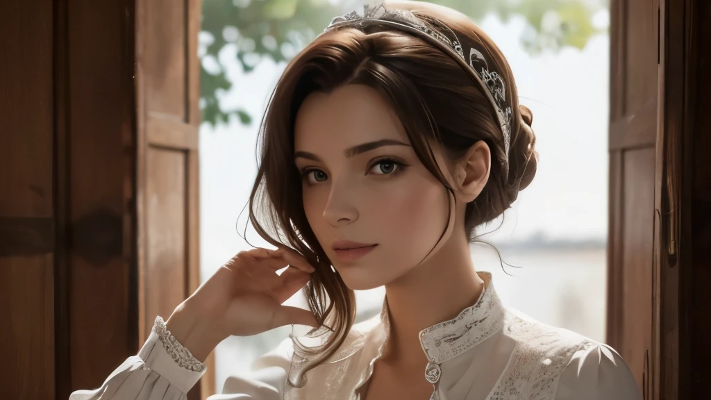 Une femme belle et charmante de teint claire et cheveux long