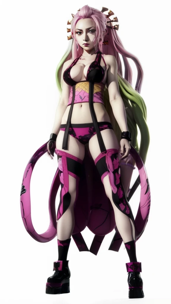 a cartoon image of a woman in a pink outfit and a snake, anime woman fullbody art, anime character; full body art, anime monster girl, official character art, rogue anime girl, fine details. anime. tentacles, female anime character, anime character, humanoid pink female squid girl, official art, full body!!, wataru kajika