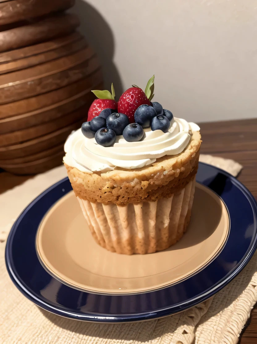 ((masterpiece、highest quality、Super detailed、High resolution、realistic、sharp focus))、((there are no humans))、high contrast、high color saturation、Notice the big cheesecake、Whole cakes、blueberry topping、stylish ceramic plate、Mug of coffee、Brick wall background、blurred background