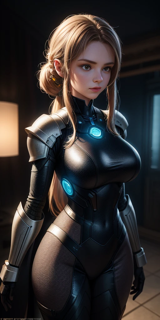 majestic, 20 year old girl, Invisible armor dress, big breasts:1.3, Cyberprep, Amigurumi, portrait, zbrush rendering, motion blur, interactive, Clean colors, Dream nucleus, Flashlight lighting, Realistic dramatic lighting, Highly detailed environment, quality, Redshift rendering, 8K
