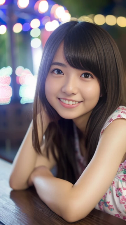 17 year old girl、smile、realistic、live action、high quality、1 woman、Are standing、whole body,(8K、Raw photo、最high quality、masterpiece:1.2)、(realistic、Photoreal:1.37)、super detailed、
1 girl、cute、solo、beautiful and detailed sky、Detailed cafe、night、Are standing、date、(blush of the nose)、(laughter:1.1)、(closed your mouth)、small breasts、魅惑的なsmile、nightの遊園地、merry-go-round、professional lighting、Sony α7R4、Zessie 50mm F1.8、