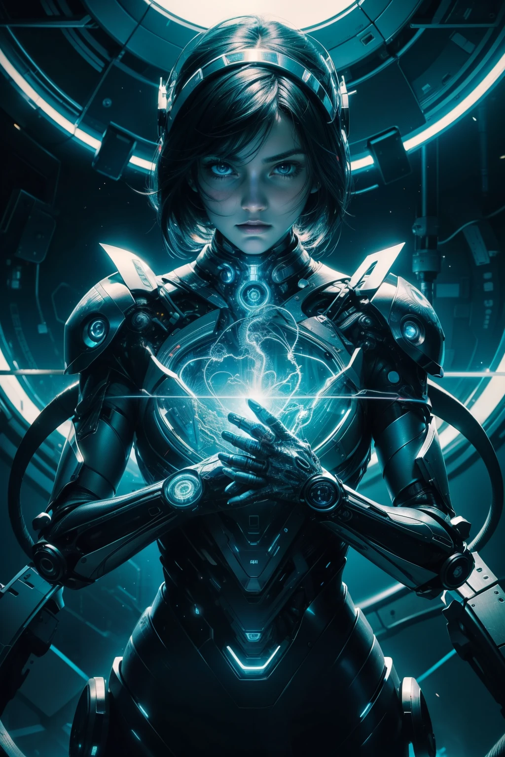 (Top Quality, 8k), Synthetic technologies that create life, Thrilling excitement that surges, Advanced robotic creations coming to life, Intricately detailed and dramatically lit, Realistic textures, lifelike expressions, Sparkling eyes full of wonder and curiosity, electricity crackling, Meticulously crafted circuitry, fine wires, and complex mechanisms exposed, Ultra-realistic synthetic skin, veins pulsing, gripping hands, Lifelike fibers and strings, creation of new life in a lab, Engineered beings, Awe-inspiring, breathtaking moment of synthetic consciousness, Bright and vibrant color palette, futuristic backdrop,