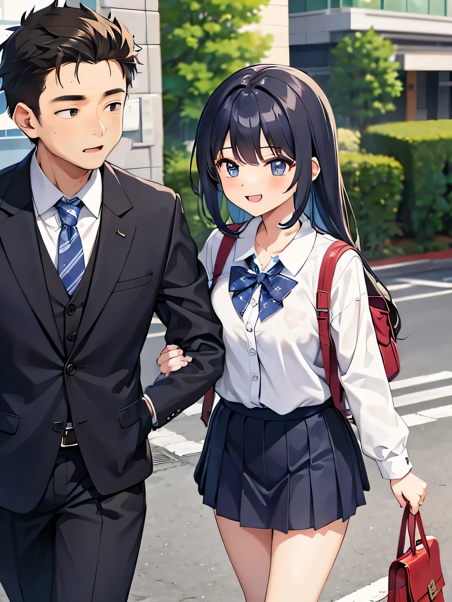 Hands are in pockets。