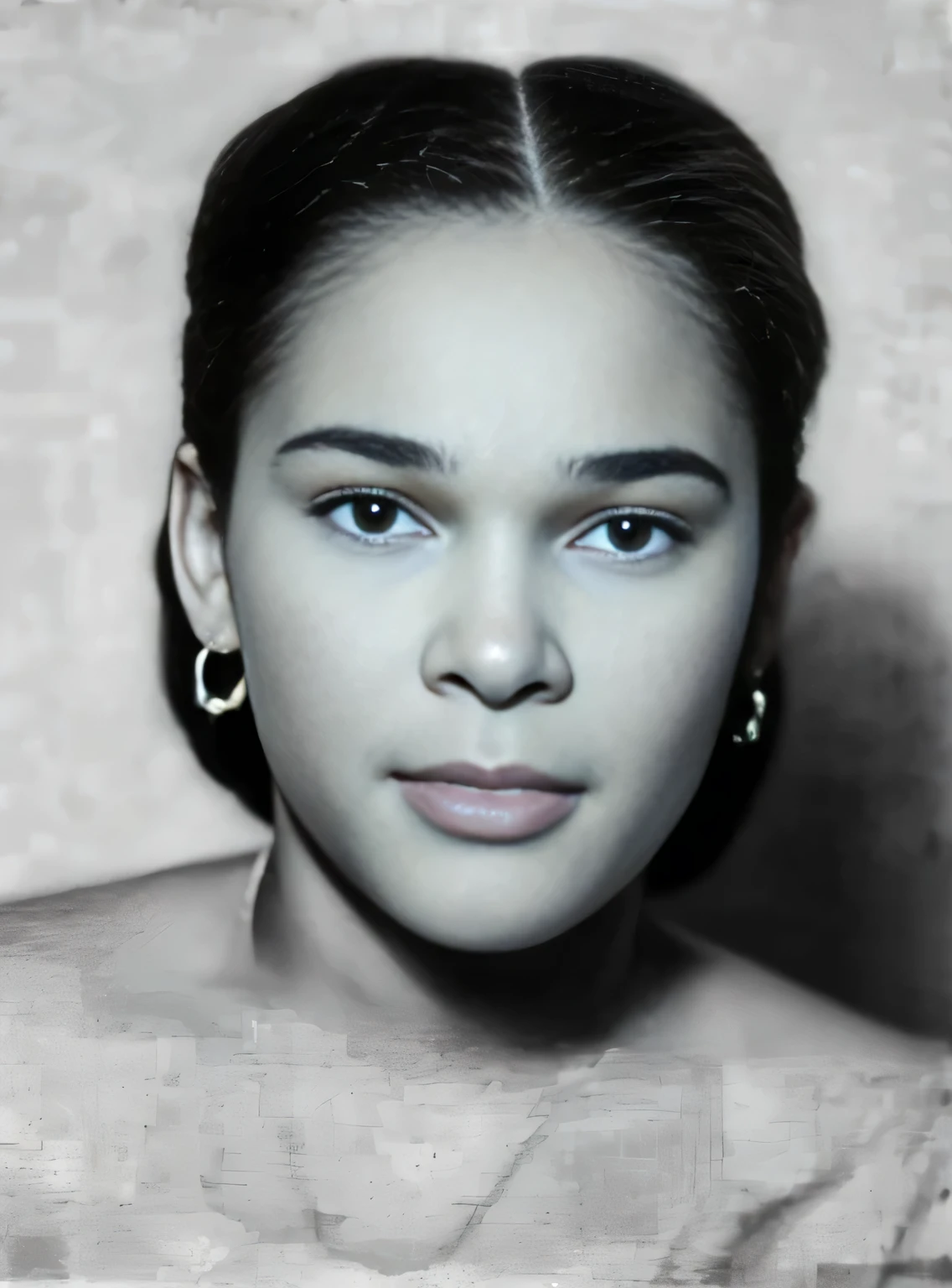 Foto en blanco y negro de una mujer con una mirada seria, foto de una mujer negra, Retrato en blanco y negro, tessa thompson inspirada, retrato del rostro de una mujer, retrato en la cabeza, Rostro de mujer joven, 30 year old Cuban woman., hermoso retrato, Malika Favre, portrait realistic photography, Mujer de raza mixta, ariel perez