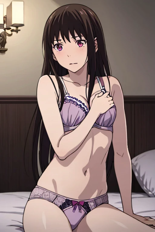 masterpiece:1.6, best quality), finely detailed beautiful eyes: 1.2), colorful, shinkai makoto, kimi no na wa., 1boy, buzzcut, muscular, brown eyes, , boy caressing girl's body, breast groping, breast grope, hold breast,1girl, bangs, black hair, waterfall braid, red ribbon, long hair, blush, bow, brown eyes, pink bra lift up, medium breast, pink , , pink panties, indoors, sit, sitting on bed , bed,bedroom, lamp, cowboy shot, face to face, lick cheeks