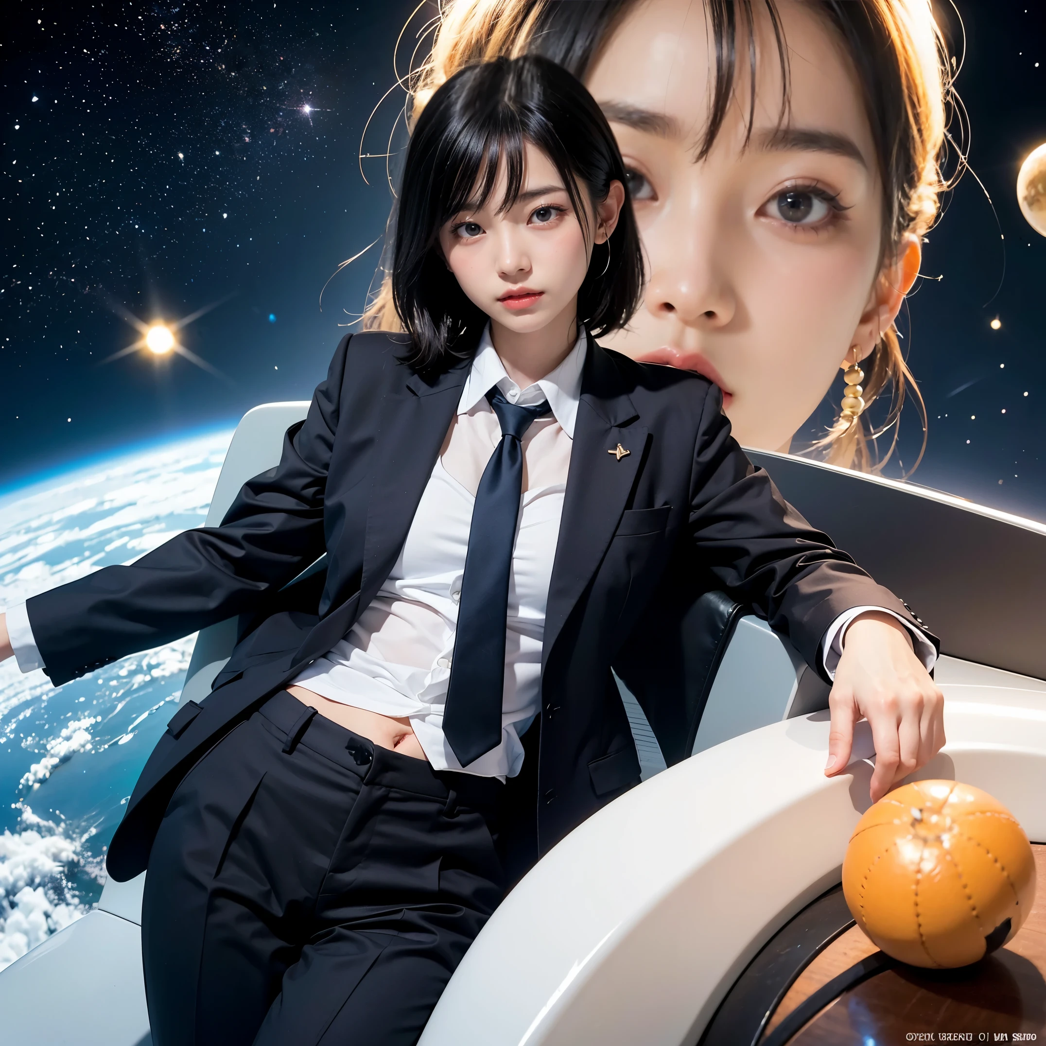 proud woman、surrounded by men、plump、Shimenawa around neck、Hands and feet are tied to the beam with ropes、rampage、angry look、detailed face、detailed hands、detailed legs、(pieces fly, highest quality:1.2), 8K, official art, chest、cute、wearing a suit、chestが見える、 planet, Trending on cgstation, 太陽系外planet, official art, mar planet, Sakimi-chan, Five Fingers Photos'body of, Full body Esbian、suit beauty、cool look、 (masterpiece) (highest quality) (be familiar with) (8K) (movie lighting) (sharp focus) (complicated)black hair、、小さいchest、laughter、incredibly stupid, (beautiful girl, cute face, turn back, gold ornaments in hair、wearing a suit、chestのクローズアップ, wearing a suit, short sleeve, gardenia, Violacea, space , looking at the viewer, film grain, chromatic aberration, オッパイsharp focus, face light, dynamic lighting, cinematic lighting, be familiar withな目と顔, (gray tie、1 part:1.2)