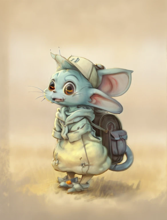 cartoon mouse with a backpack and a hat on, adorable digital painting, anthropomorphic mouse, Disney character, cute cartoon character, Disney concept art :: Nixon, cartoon concept art, inspired by Johannes Helgeson, Pixar cute character design, mouse, in style of Disney animation, mouse in clothes, anthropomorphic rat, Disney concept art, rob Rey    make a scared face for this mouse