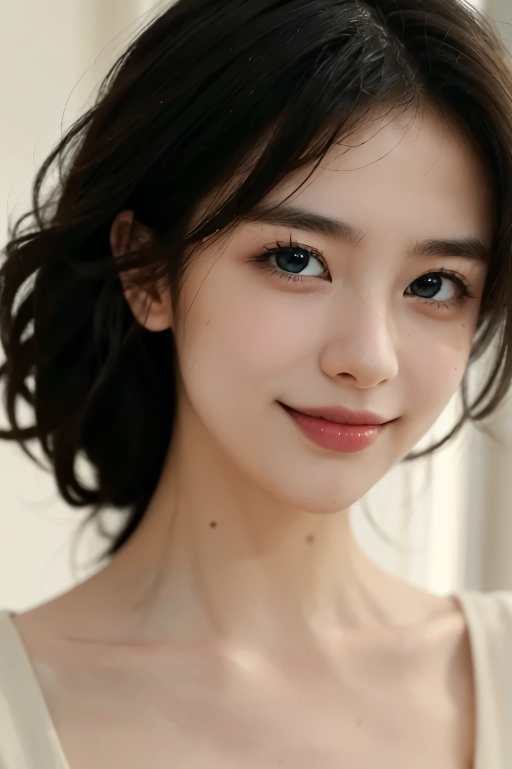 (best quality,4K,high resolution,masterpiece:1.4),Super detailed,Very detailed,sharp focus,surreal:1.4,professional, human development report,ultra high definition,studio lighting,bright colors,Bokeh,Beautiful and delicate eyes,Beautiful and delicate lips,long eyelashes,romantic atmosphere,soft light,Contrast light and shadow, Lighting effects,Lively and youthful,high nose bridge,Sexy,black hair,girl,smiling,Lovely，street，亚洲girl