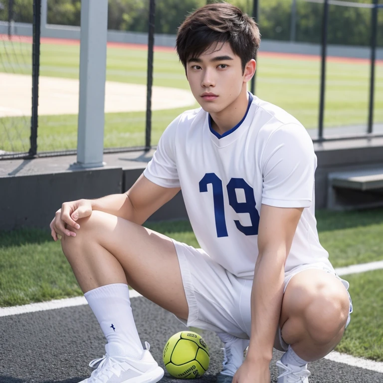 male，sports student，white socks