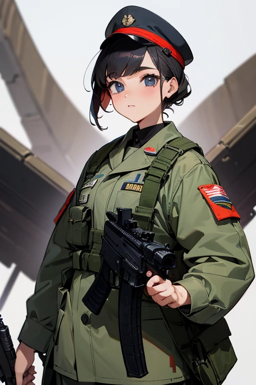 gun,Military Personnel,cute,odd eye
