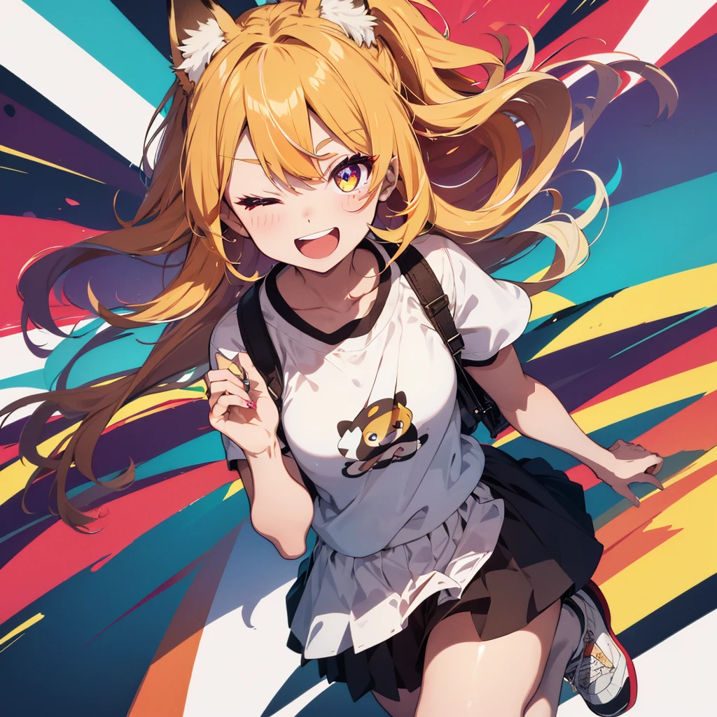 master piace, best quality,ultra hyper-detailed,8K_wall paper,(Beautiful eyes),((a cute)),(Wonderful),(erotick),anime moe art style,1girl in,独奏,,Mini skirt,1girl in,,black har,shirts,Long hair,,Navel,,Small breasts,,(((zettai ryouiki))),Wet T-shirt:1.5,Short sleeves,Open mouth,double tooth,