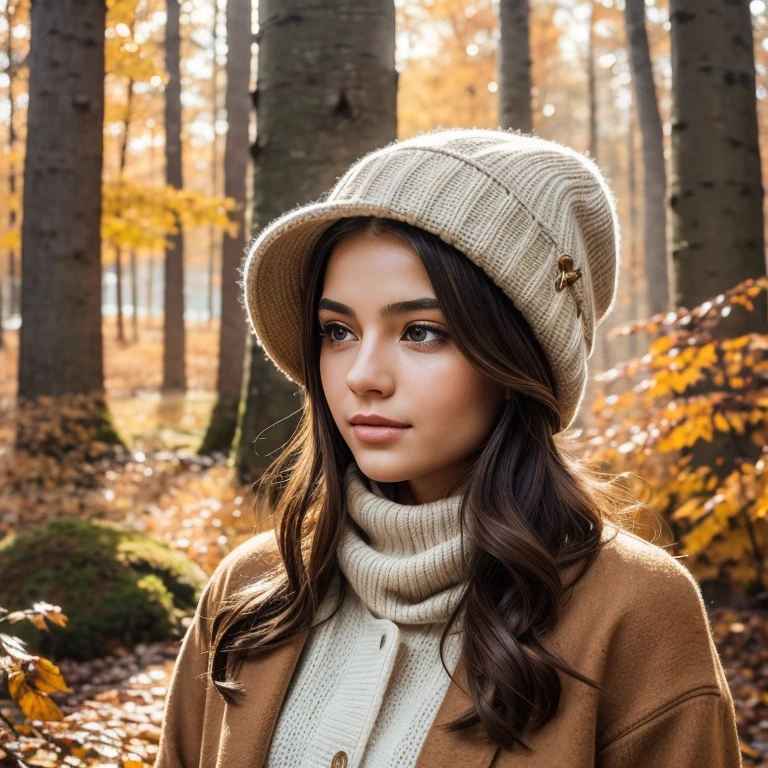 a girl with brown hair wearing a coat and a hat, standing close to a beautiful birch tree in autumn tranquility. The portrait, created by Maxim Verehin, captures the essence of the season with vivid colors and a serene atmosphere. The girl's gaze is captivating, with beautifully detailed eyes that reflect the surrounding nature. Her lips are delicate and add a touch of elegance to her face. The coat she is wearing is made of a soft and cozy material, perfectly suited for the crisp autumn air. The knitted hat adds a charming detail to the overall look, keeping her warm while adding a stylish element to the composition.

The image is of the best quality, with 4K resolution, ensuring every detail is crisp and clear. The artwork is ultra-detailed, showcasing the artist's meticulous attention to every brushstroke. The result is a realistic and photorealistic masterpiece that transports the viewer to this tranquil autumn scene. The colors are vibrant and vivid, enhancing the overall visual impact. The lighting is carefully crafted, with the warm rays of the sun gently illuminating the scene, creating a soft and inviting ambiance.

The art style of this portrait is reminiscent of Maxim Verehin's signature style, characterized by his incredible ability to capture emotions and the beauty of nature in his artwork. The colors are rich and vibrant, adding depth and dimension to the composition. The color palette leans towards warm tones, with hints of gold, orange, and yellow, creating a cozy and inviting atmosphere.

Overall, this prompt paints a picture of a girl in a beautiful autumn setting, wearing a coat and a hat, surrounded by the tranquility of nature. The portrait, created by Maxim Verehin, captures the essence of the season and showcases the artist's talent and attention to detail. The colors, lighting, and art style come together to create a mesmerizing and captivating artwork that evokes a sense of peace and serenity.