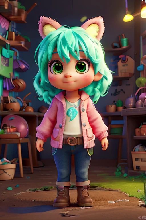 cute little ponny, gras medow, colorful, neon light, detailed rendering