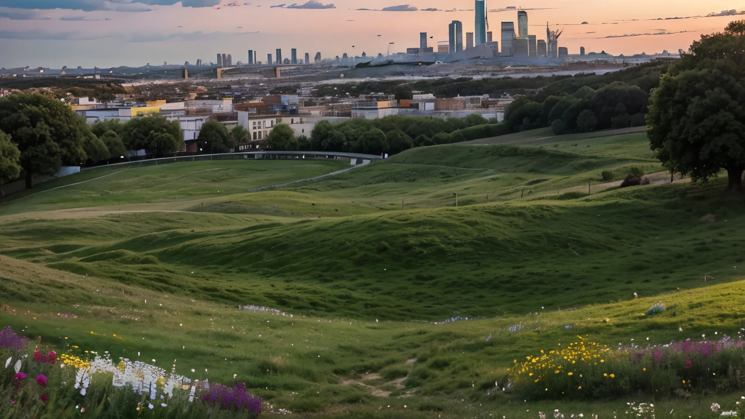 romantic meadow overlooking the city
