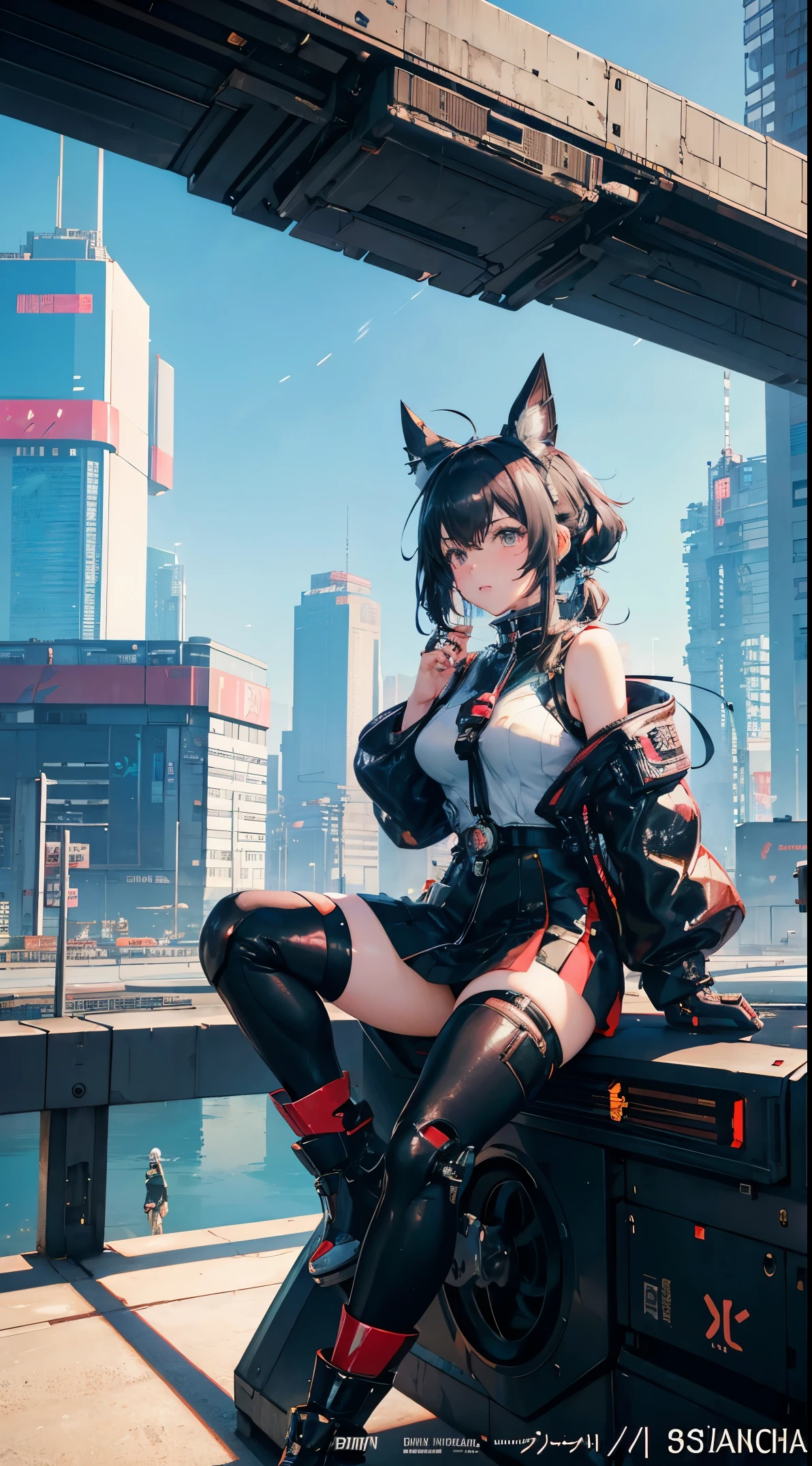 anime girl sitting on a futuristic vehicle with a futuristic city in the background, cushart krenz key art feminine, digital cyberpunk anime art, trending on artstation pixiv, from arknights, anime cyberpunk art, anime style 4 k, digital cyberpunk - anime art, cyberpunk anime girl mech, artgerm and atey ghailan, mechanized valkyrie girl