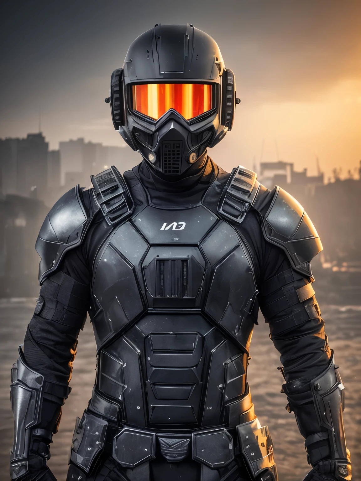 hyperrealistic dark photoshot of indonesia ((s.w.a.t)), mask, helmet, carbon black glasses, M16, bluster, posing, agressive view, acsonometric direction, futuristic architecture, wet jakarta city background, overdetailed texture, hdr+, 8k, QHD, backlighting, glow, unreal engine, dynamic lighting, beautyfull refraction, ((low-key lighting, dimly light)), (((intricate electric components surface texture covering armor))), saturated colors, vignette
